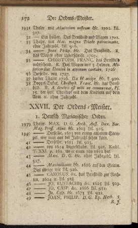 XXVII. Der Ordens-Meister. - XXVIII. Der Aebte und Aebtißinnen.