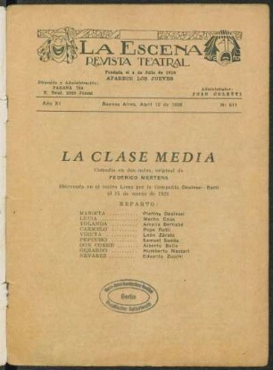 La clase media : comedia en dos actos