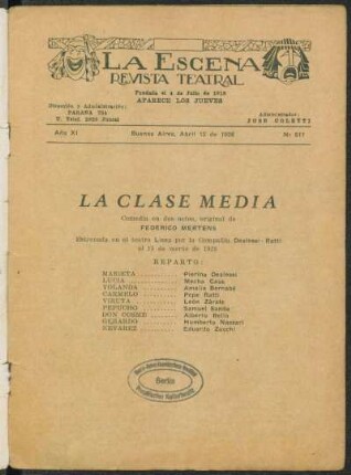 La clase media : comedia en dos actos