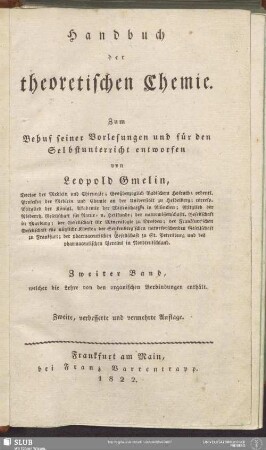 2: ... welcher die Lehre von den organischen Verbindungen enthält
