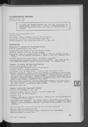 Institute und Einrichtungen