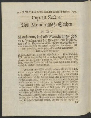 Sect. 6ta Von Mondirungs-Sachen