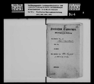 Aktenverzeichnis der Registratur des Fürstlichen und Preußischen Obervogteiamts Achberg