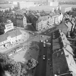 Straßenkreuzung Karl-Marx-Allee (Magdeburger Allee) und Stollbergstraße in Erfurt : Blickrichtung Südosten zur Lagerstraße