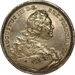 Kurfürst Friedrich August II. - Avers der Medaille auf das Fest des polnischen Orden des Weißen Adlers