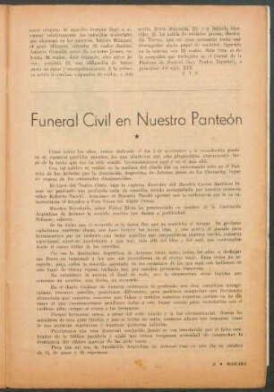 Funeral civil en nuestro panteón