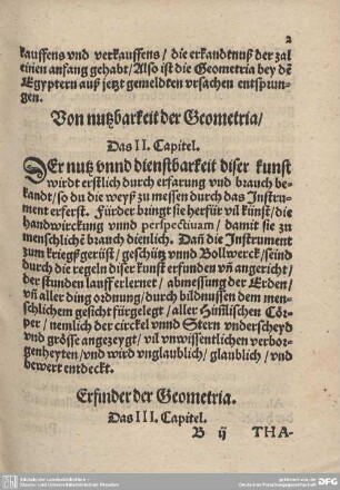 Von nutzbarkeit der Geometria/Das II. Capitel.