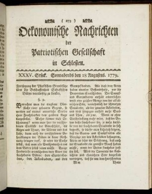 XXXV. Stück. Sonnabends den 28 Augustus. 1779.