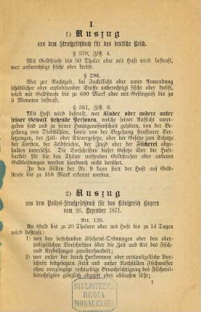 Zusammenstellung der auf die Ausübung und den Schutz der Fischerei bezüglichen im Kreise Schwaben und Neuburg geltenden Bestimmungen