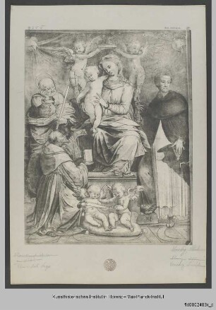 Thronende Madonna mit Kind und Heiligen