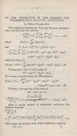 On the trisection of the periods for Weierstrass's elliptic functions.