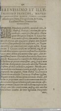 SERENISSIMO ET ILLVSTRISSIMO PRINCIPI, MAVRITIO LANDTGRAVIO HASSIAE, ...