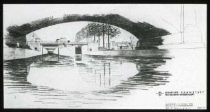 Cannstatt, Staustufe, Schleuse Unterhaupt flussaufwärts (Koppenhöfer)
