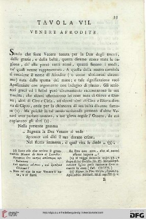 Tavola VII: Venere Afrodite