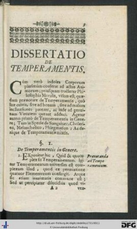 Dissertatio De Temperamentis.