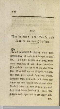 XIV. Vertreibung der Mäuse und Ratten in den Häusern