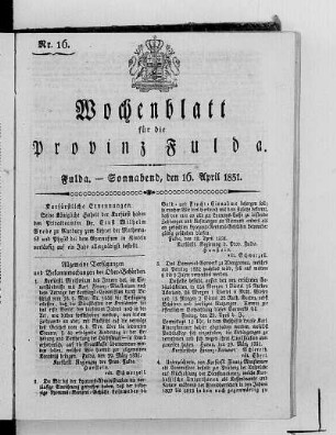 Nr. 16, Ausgabe vom 16. April 1831