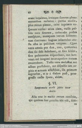 §. VI. Symptomata morbi subito invadentis
