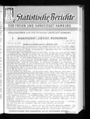 Wohngeld in Hamburg am 31. Dezember 1966 : Lfd. Nr. 15