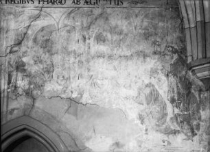 Wandmalerei im 2. Joch von Süden — Feld 9: Unten rechts: Anbetung Pharaos durch die Ägypter.