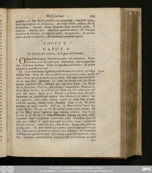 Caput V. De Operibus Dei externis, & in specie de Creatione.