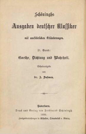 Aus meinem Leben : Dichtung u. Wahrheit