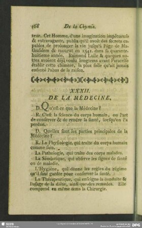 XXXII. De La Médecine