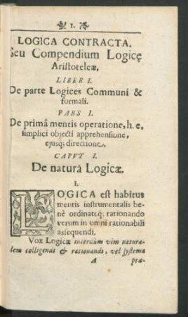 Caput I. De natura Logicae.