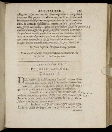 Disputatio VII. De Justificatione.