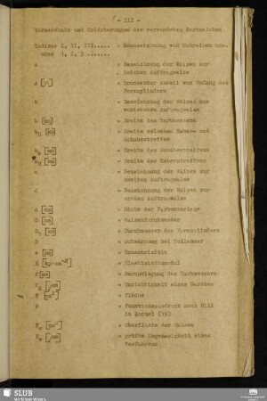 Verzeichnis und Erläuterungen der verwendeten Kurzzeichen