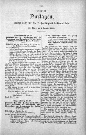 Vorlagen welche nicht für die Oeffentlichkeit bestimmt sind., 04. Dezember 1901