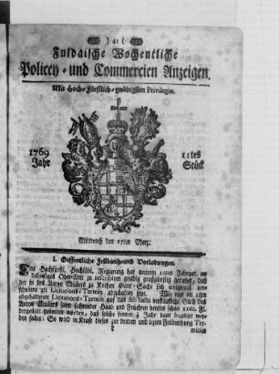 11tes Stück, Ausgabe vom 15. Merz 1769