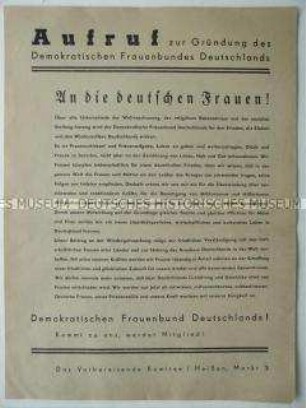 Sonderdruck mit dem Gründungsaufruf des DFD und Mitgliederwerbung