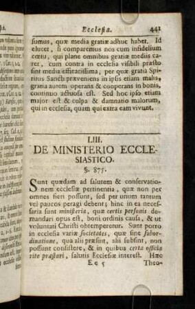 441-462, LIII. De Ministerio Ecclesiastico. LIV. De Potestate Et Disciplina Ecclesiastica.