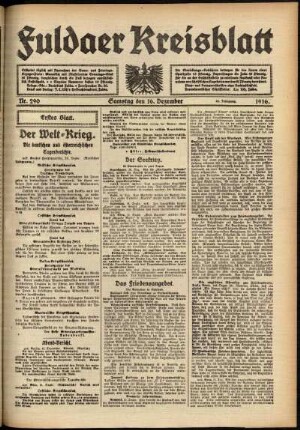 Erste Ausgabe vom Samstag, den 16. Dezember 1916.