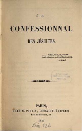 Le confessional des jésuites