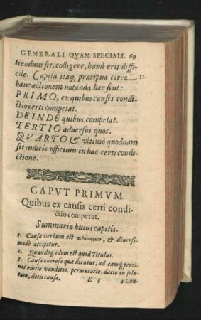 Caput Primum. Quibus ex causis certi condictio competat.