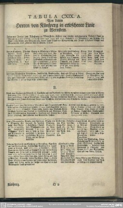 Tabula CXIX. Von denen Herren von Künsperg in erloschener Linie zu Wernstein
