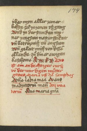Cursus von Maria auf den Samstag