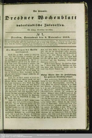 No. 7. Dresden, Sonnabend den 9. November 1839