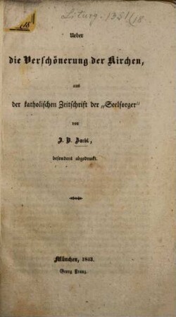 Über die Verschönerung der Kirchen