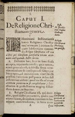 Caput I. De Religione Christiana in genere.