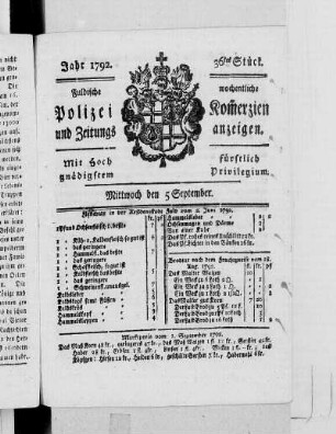 36tes Stück., Ausgabe vom 5. September 1792