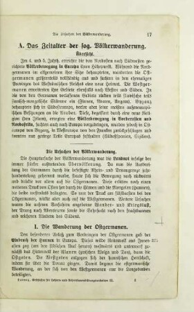 A. Das Zeitalter der sog. Völkerwanderung