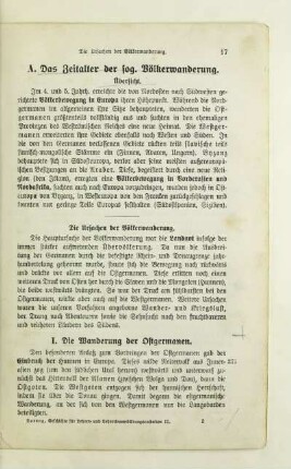 A. Das Zeitalter der sog. Völkerwanderung