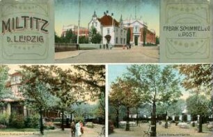 Miltitz b. Leipzig: Fabrik Schimmel u. Co u. Post, Casino Restaurant Garten Ansicht, Casino Restaurant Garten