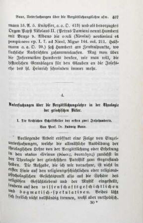 467-491 Untersuchungen über die Vergöttlichungslehre in der Theologie der griechischen Väter