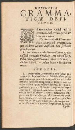Grammaticae Definitio.
