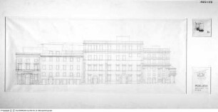 Entwürfe zum Neubau der Bibliotheca Hertziana, Aufriß der Fassade zur Via Sistina