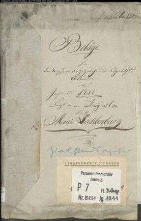 Belegakten zum Heiratsregister 1811 der Munizipalität Tecklenburg. Bezirk Osnabrück